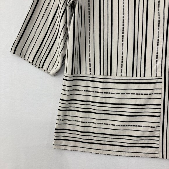 Habitat Medium Black Cream Striped Stretch Knit Comfy Soft Top Casual - Picture 4 of 10
